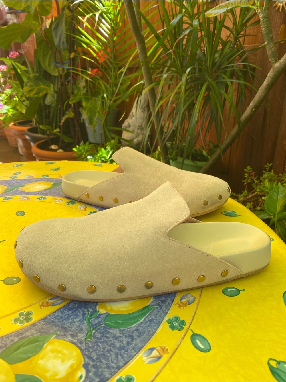 J. Crew Women's Ivory Suede Slip-On studded Mules size 10.5
